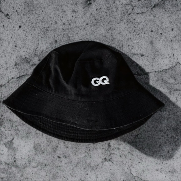 GQ Black Bucket Hat Streetwear Y2K 90s Hip Hop Fashion Unisex - Picture 1 of 4